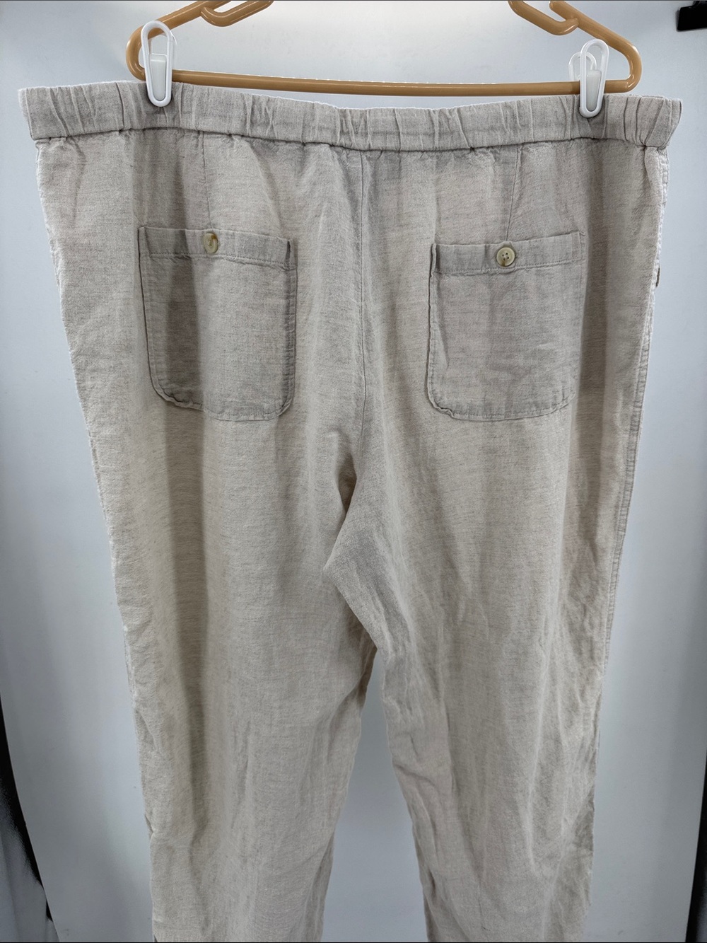 Liz Claiborne Light Khaki Cream Drawstring Linen-Blend Pants XXL casual neutral - Picture 8 of 11